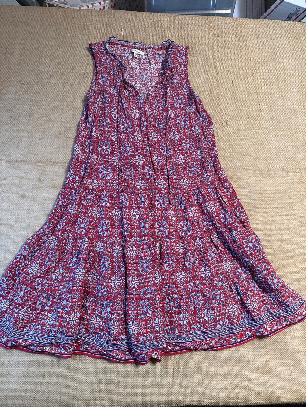 Max Studio Red Printed Sleeveless Mini Dress